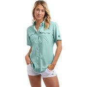 Pelagic Keys Short-Sleeve Fishing Shirt for Ladies - Tropical Aqua - S