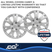 Coast2Coast Automotive Wheel Cover, 16 Inch Silver Plastic, 7 Split Spoke, Set of 4, IWC103216S
