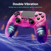 Ishako 2Pack Wireless Controller for PlayStation 4 and PC, Dual Vibration Motors, 6-Axis Motion Sensor, Built-in 3.5mm Headphone Jack, Pink and Black