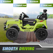 Clovercat 12v 7 Hours Powered Kids Ride on Toys Truck Car w/Parent Remote Control, Green - 3 years and up