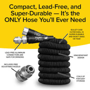 Pocket Hose Silver Bullet Expandable Garden Hose, 75 ft, 3/4 in, Lightweight with Lead-Free Aluminum Fittings and Turbo Shot Nozzle