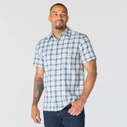 Carhartt Men's Bozeman Relaxed Short Sleeve Plaid Shirt, Iron Blue, XXL, 107272IBL-XXLREG