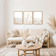 HPNIUB Modern Beach Artwork Seascape Wall Art, Seaside Framed Painting, Reed Pathway Picture, Neutral Coastal Landscape, 16x24 in