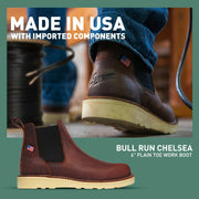 Danner 15481 Bull Run Chelsea Wedge Work Boots for Men, Brown, 11.5W