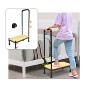 Zelen Medical Step Stool Adjustable Height, Heavy Duty Steel and Solid Wood, Non-Slip Rubber Feet, Black