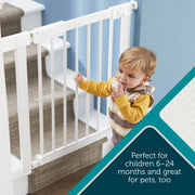 Safety 1st Pressure-Check Baby Gate with SecureTech Visual Indicators, White, Adjustable 29-38 in, Quick-Lift Handle, GA145WHO1