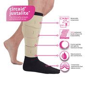 CircAid Juxtalite HD Lower Leg Compression Wrap, Adjustable 20-50 mmHg, Breath-O-Prene, Beige, X-Large Short