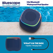 Bluescape Mini Portable Bluetooth Speaker, IPX7 Waterproof, Sound-Reactive LED Light Ring, True Wireless Stereo, Built-In FM Radio, Black