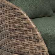 Beautiful BE5636225828012 Wicker Outdoor Swivel Chair with Boucle Cushions, Brown/Thyme by Drew Barrymore