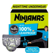 Ninjamas Boys Bedwetting Nighttime Underwear, Size L - 68 Count, Training Pants, Overnight Underwear Kids, Ultra Absorbent, Hypoallergenic