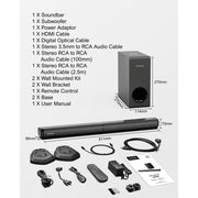 Ultimea Apollo S50 4.1ch Sound Bar for Smart TV with Subwoofer, 2-in-1 Detachable Bluetooth 5.3 Soundbar, Black