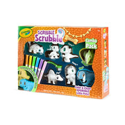 Crayola Scribble Scrubbie Pets Dinosaur Glow Combo Pack, 7 Dinosaur Toys with 8 Washable Markers and Brush, Glow in the Dark, Multi, 747702