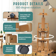 G TALECO GEAR H-Frame Easel, Adjustable Dual Canvas Setup, Beechwood, Foldable with Lockable Wheels, Supports Canvases up to 77 in, Reddish Brown or Natural