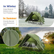 Arctic Lemmings 4-in-1 Elevated Camping Cot Tent, Waterproof 210T Oxford Fabric, Mesh Ventilation, Foldable Portable Tent Set for 1 Person, Green and Grey