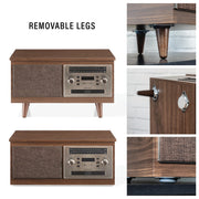 Crosley Serenade 8-in-1 Multi-Format Record Player with Bluetooth, 3-Speed Turntable, CD, Cassette, AM/FM Radio, Walnut