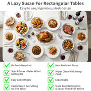 DUALFERV Table Top Lazy Susan, Expandable Non-Slip Turntable for Rectangular and Oblong Tables, Gray Plastic