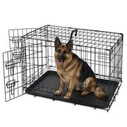 ABC Pet Folding Metal Dog Crate, Durable Double-Door Wire Kennel with Leak-Proof Tray, Black, 48x30x32.7 in