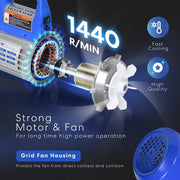SPECSTAR VH321US 110V 1/4 HP 3.5 CFM Single Stage Rotary Vane Air Vacuum Pump with Oil Bottle, Blue