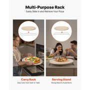 KFFKFF 16-Inch Round Cordierite Pizza Stone with Rack Stand, Heat-Resistant up to 1450F, 0.67-Inch Thick VV40615R