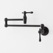 Signature Hardware Pot Filler Faucet, Double Handle, Wall Mounted Retractable Swing Spout, Polished Nickel, 4.6 GPM, 954008