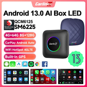 Carlinkit CarPlay AI Box Wireless Adapter with Android 13.0, QCM6225 8-Core Processor, Dual-Band 2.4+5G GPS, 64GB or 128GB Storage, FOTA Upgrade