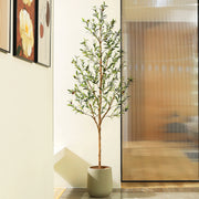 DR.Planzen ZMGGLSJ2HZ2.1m-1 7FT Artificial Olive Tree with Fruits and Wood Branches, Potted Faux Olive Plants