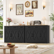 Homfa Sideboard Cabinet, 42.5 in Kitchen Buffet with 3 Drawers, Adjustable Shelf, Black Brown Farmhouse Style