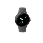 Google GA03305-US Pixel Watch Silver Stainless Steel Smartwatch 41mm with Charcoal Active Band Wifi/BT - Silver/Charcoal