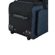 Wrangler 30-Inch Large Checked Multi-Pocket Upright Rolling Duffel Bag, Heavy-Duty Polyester, Blue Pond and Ultimate Gray