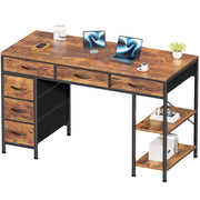 Amadwell 47 in Computer Desk with 6 Fabric Drawers, Reversible Shelves, Adjustable Middle Shelf, Rustic Brown and Black