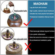 MAOHAM Wood Furniture Legs, Pack of 4, Round Sofa Legs, Espresso Finish, 3.5 in, Mid Century Desk Replacement Parts for Dresser, Sideboard, Recliner, Couch