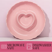 Paris Hilton Ceramic Stoneware Chip and Dip Serving Tray, 12-Inch, Scalloped Rim, Microwave and Dishwasher Safe, London Pink