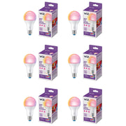 WiZ Connected LED 100-Watt A21 Tunable White Dimmable Smart Light Bulb, Frosted, E26 Medium Base, 6-Pack, R604280-6