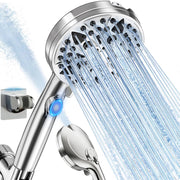 Jill Deaaa 9-Mode High Pressure Shower Head with Pause Button, Anti-Clog Nozzles, Stainless Steel Hose, Chrome, ECOHALT-S1