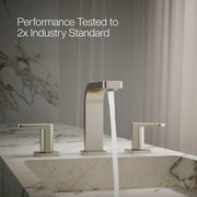 Kohler Parallel Widespread Bathroom Sink Faucet, 0.5 GPM, Vibrant Brushed Nickel, Double Lever Handles, 23484-4N-BN
