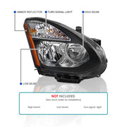 Spec-D Tuning Headlights for 2008-2013 Nissan Rogue, Black Housing, Clear Lens, Amber Reflector, Left and Right Pair, 2LH-RGE08JM-RS