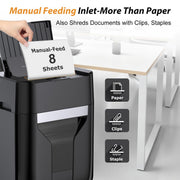 QUIETLEMON Heavy Duty Paper Shredder, Auto Feed 120 Sheets, Manual Feed 8 Sheets, P-4 Micro-Cut Security, 5.3 Gal Pullout Bin, Black, 0850080123