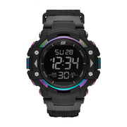 Skechers Mens Digital Chronograph Sport Watch, Black Plastic Case, Plastic and Nylon Fast-Wrap Strap, Negative Display, SR1118W