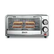 Kitchen Elite KE-OV-B101-BK Toaster Oven, Compact Countertop, 9 Liter Capacity, 800 Watt, Stainless Steel, Black