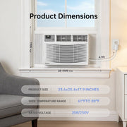PhiloDeco 18000 BTU Window Air Conditioner, 1000 sq ft Coverage, LED Display, Remote Control, Dehumidifier, Fan, Quiet Operation, Energy Efficient, 24-Hour Timer, White