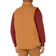 Carhartt Washed Duck Sherpa-Lined Mock-Neck Vest, Water-Resistant, Brown, Large Tall, 104277-BRN