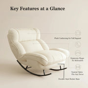 Keerffo Sofa Rocking Chair, Metal Frame, Adjustable Backrest, Beige Fabric Cushion, Ergonomic Design