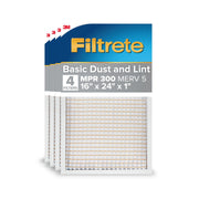Filtrete 16x24x1 HVAC Furnace Air Filter MPR 300 MERV 5 Dust Reduction Pack of 4