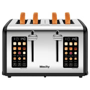 Mecity T-88A 4-Slice Touchscreen Toaster Stainless Steel Countdown Timer 6 Browning Settings Matte Black