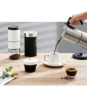 CDKM CDKM MC-70A Automatic Mocha Coffee Pot, Electric Coffee Maker, Food-Grade 304 Stainless Steel, One-Touch Operation, 3-6 Cups 340ml, Frosted Silver