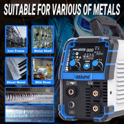 Azzuno 135A MIG Welder, 110V, 3-in-1 Flux MIG, Lift TIG, Stick Welding Machine, Digital Display, Synergic Control