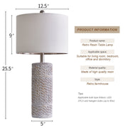 Oneach Farmhouse Table Lamp Set of 2, 25.5 in, Resin Base, Beige Linen Drum Shade, Rotary Switch, E26 Bulb Compatible, AMZ-T1136WA