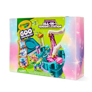 Crayola Goo All-in-1 Sensory Art Station Unicorn Slime Making Kit, Customizable Slime, Less Mess, Unicorn Display Container, Ages 6+, Model 747682