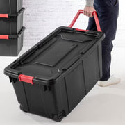 Sterilite 14699002 40 Gallon Wheeled Plastic Storage Tote, Black