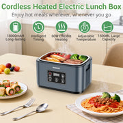 INSMART Heated Lunch Box, 6.3-Cup Cordless Electric Food Warmer with 4D Surround Heating, Leak-Proof Metal Seal, Smart Meal-Time Presets, Blue